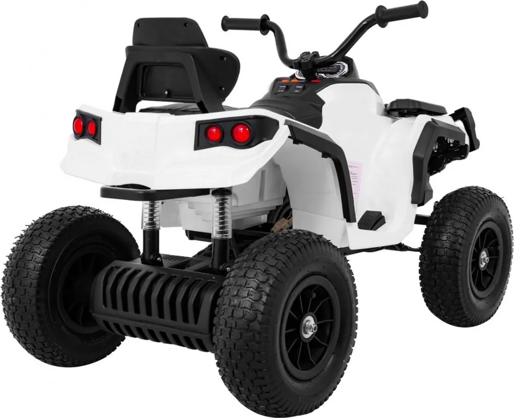 Ramiz Detská štvorkolka poháňaná vzduchovou batériou biela + nafukovacie kolesá + rádio MP3 + pomalý štart