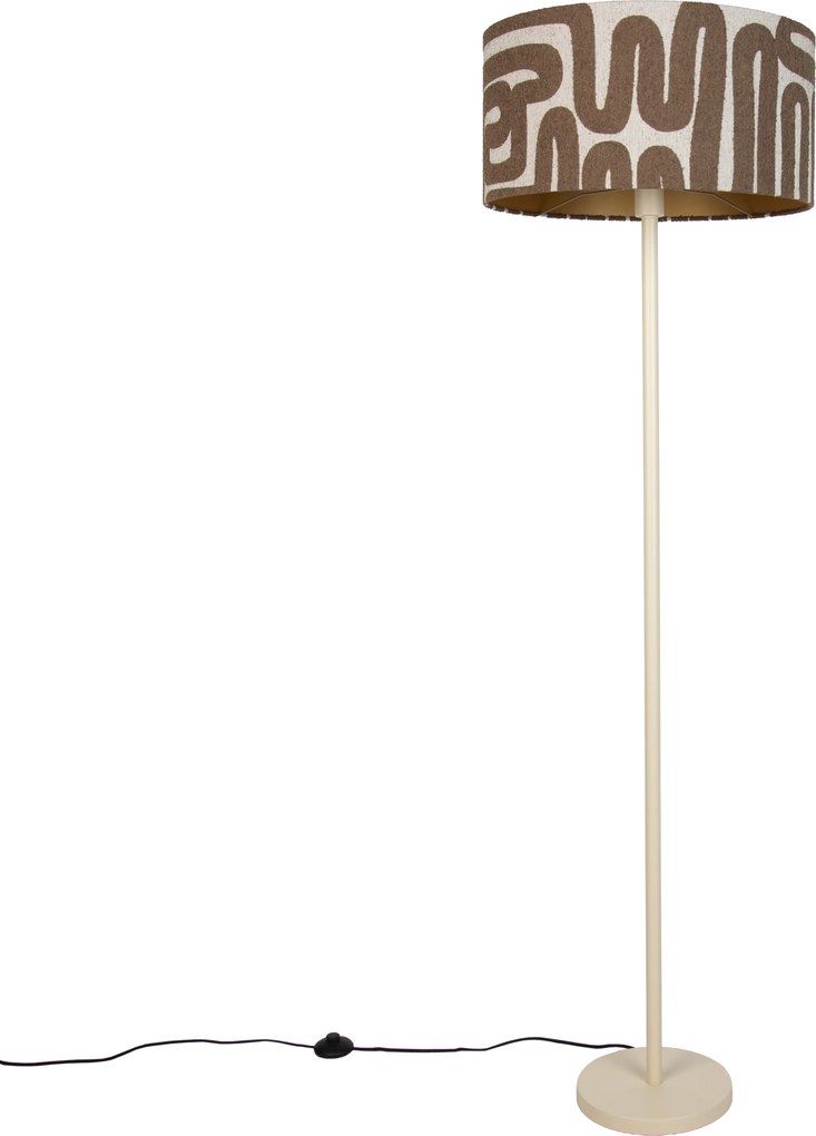 Japandi stojaca lampa béžová s hnedým a béžovým pruhovaným tienidlom 50cm - Simplo