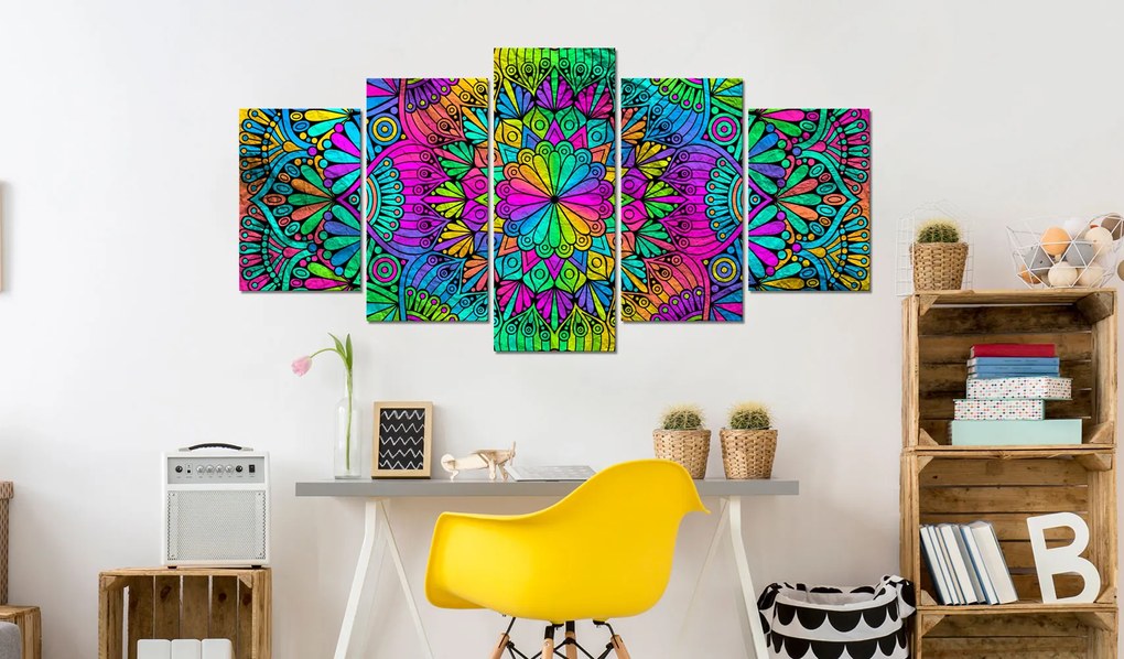 Artgeist Obraz - Mandala: Peacock Feathers Veľkosť: 100x50, Verzia: Premium Print