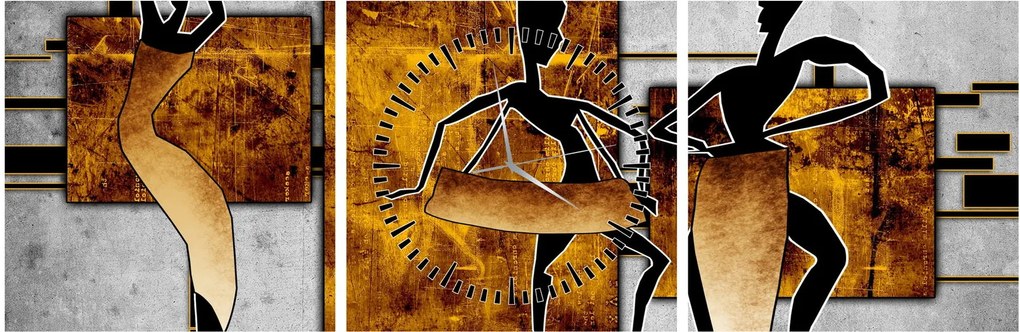 Obraz - Motívy Africkej kultúry (s hodinami) (90x30 cm)