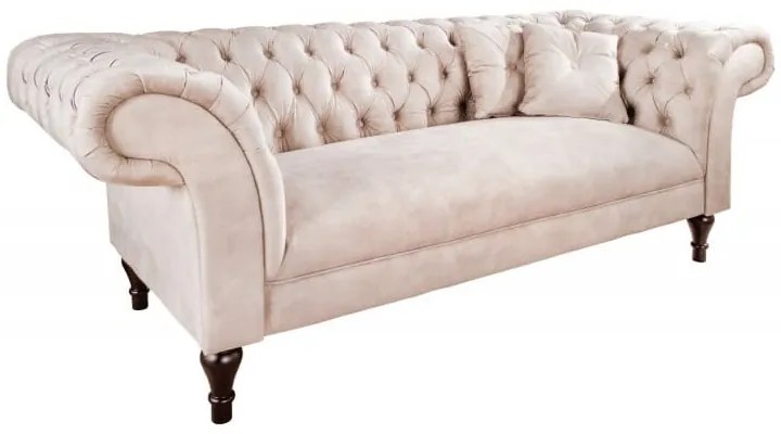 Sofa Paris Chesterfield 225cm zamat champagner