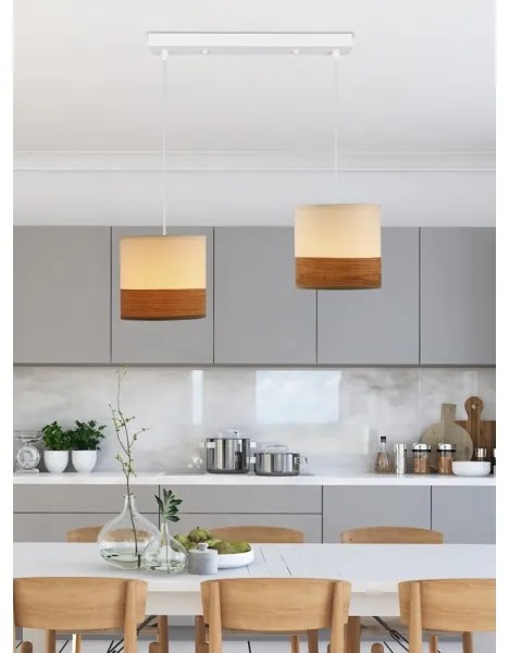 Luster na lanku BIANCO 2xE27/40W/230V biela/hnedá