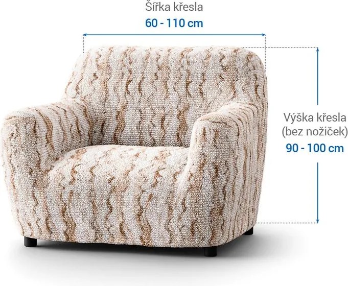Bielastické poťahy OCEANO NOVÉ béžové kreslo (š. 60 - 110 cm)