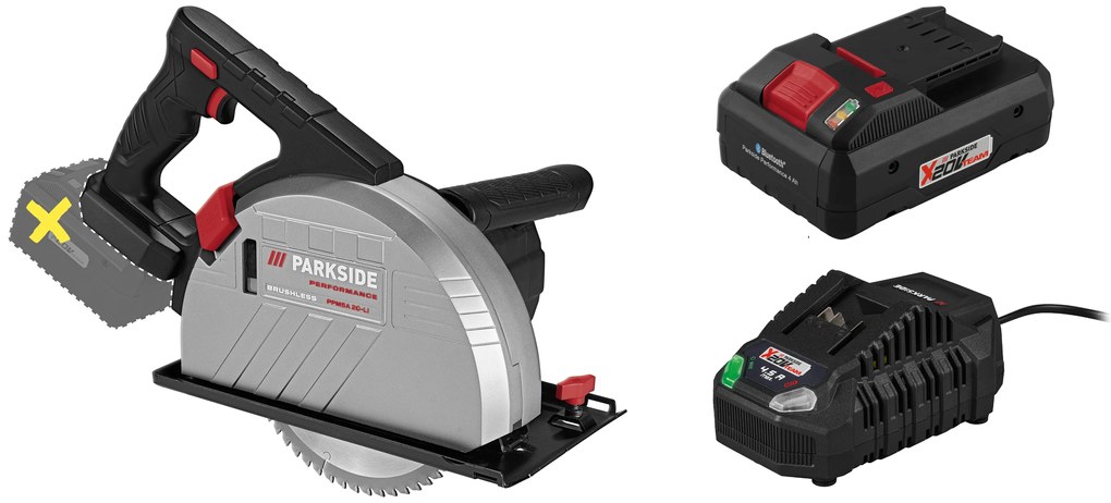 Parkside Performance® Aku ručná kotúčová píla na kov Ppmsa 20-Li A1 + Smart akumulátor 20 V/4Ah Paps 204 A1 + Nabíjačka 20 V/4,5 A PLG 20 C3 (800010589)