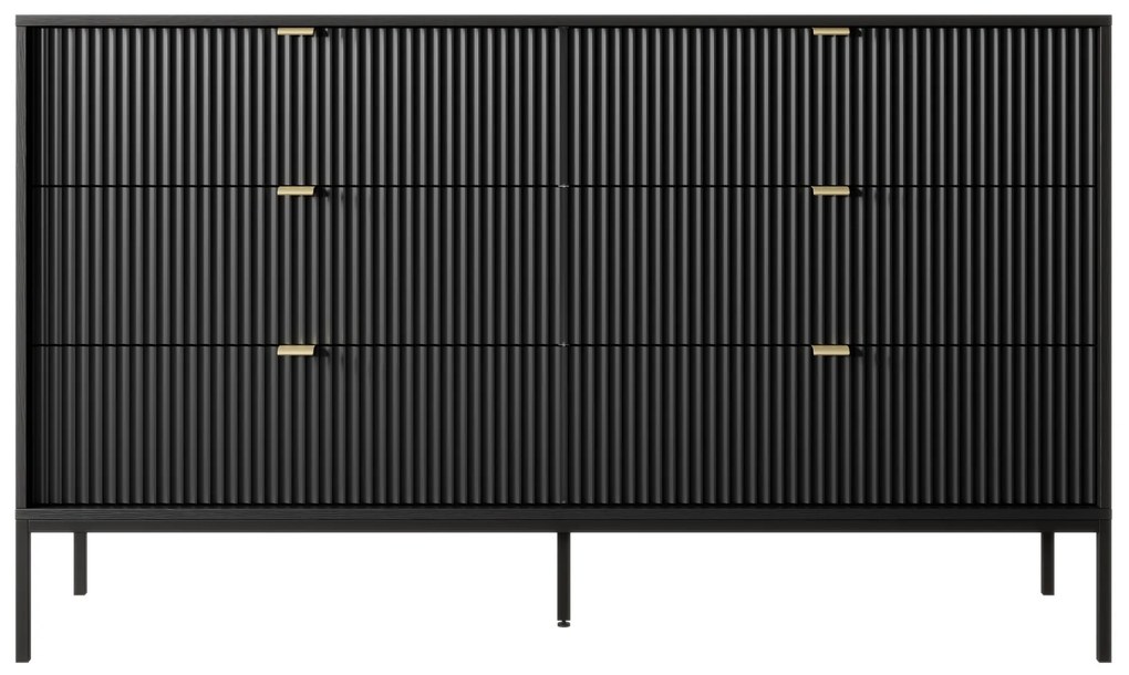 Komoda Nova 154 cm so zásuvkami čierna/čierny rám