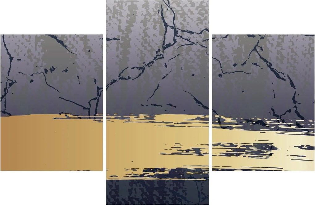 Obraz - Modrá a zlatá abstrakcia N⁰1 (90x60 cm)