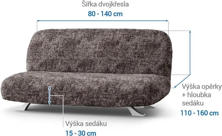 Bielastické poťahy MARMO hnedé dvojkreslo s drevenými rúčkami (š. 80 -140 cm)