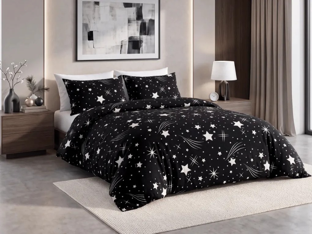 Mikroplyšové obliečky NIGHT SKY čierne Rozmer obliečky: 70 x 90 cm | 140 x 200 cm