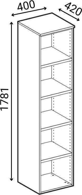 Kombinovaná kancelárska skriňa PRIMO WOOD, dvere na 3 poschodia, 400 x 420 x 1781 mm, wenge