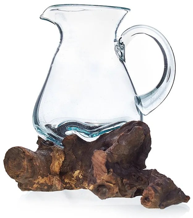 Roztavené sklo na dreve - Karafa