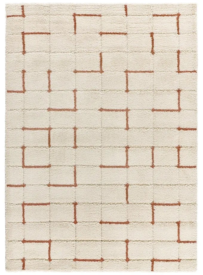 Koberec v tehlovej a krémovej farbe 60x120 cm Brenda – Universal