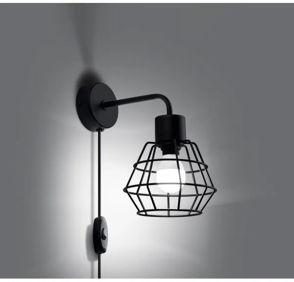 Sollux SL.1164 - Nástenná lampa SUBA 1xE27/15W/230V čierna