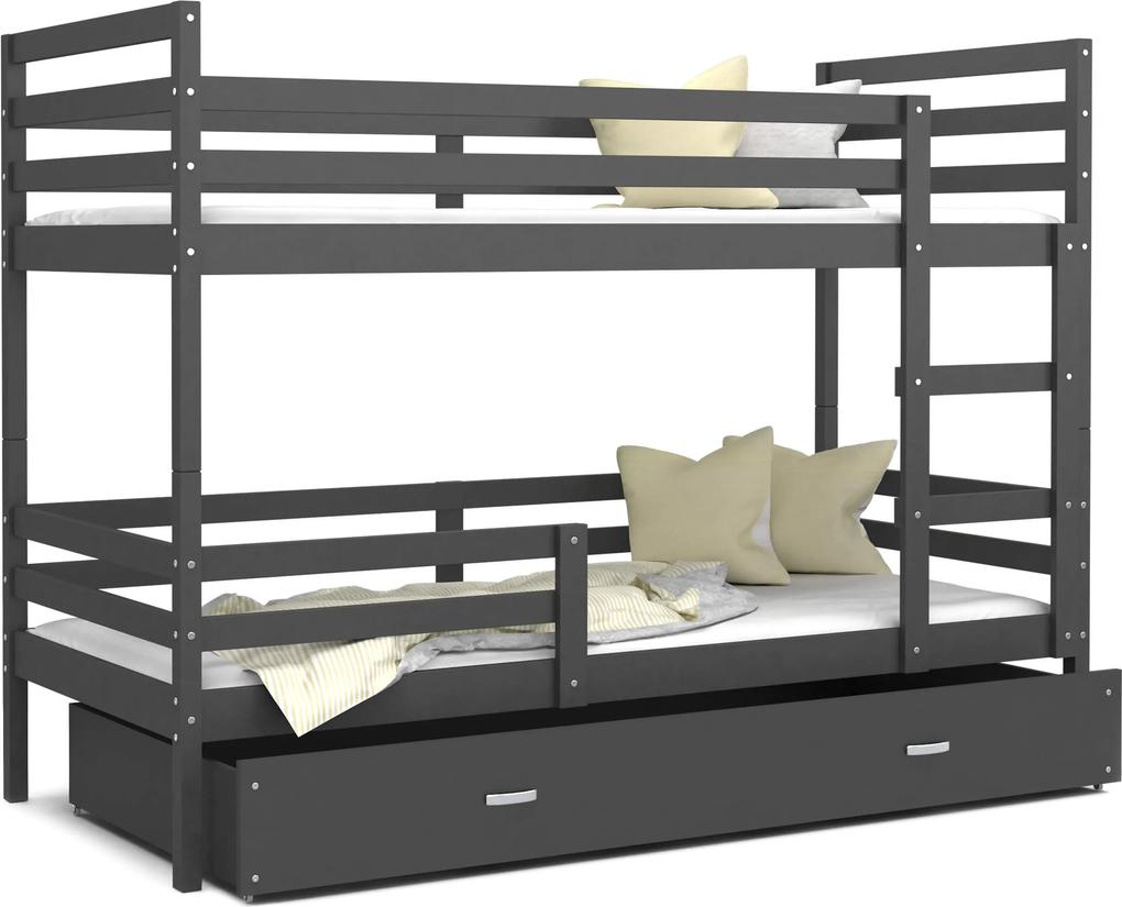 GL Dvojposchodová posteľ Erik 2 sivá Color Farba: Sivá, Rozmer: 200x90