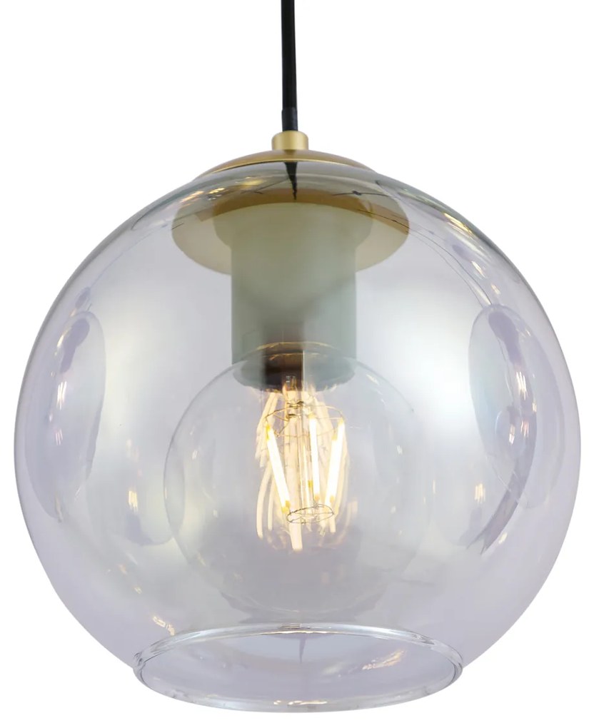 Závesná lampa Art Deco zlatá s dúhovým sklom 7-Lights - Sandra