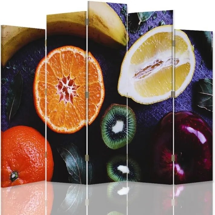 CARO Paraván - Cut Fruit | päťdielny | jednostranný 180x180 cm