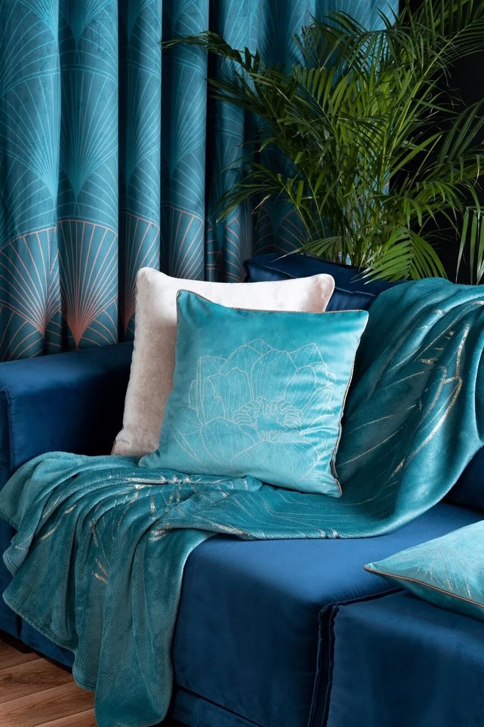 ZATEMŇOVACÍ ZÁVES LIMITED COLLECTION LOTOS 140X250 CM TYRKYSOVÁ
