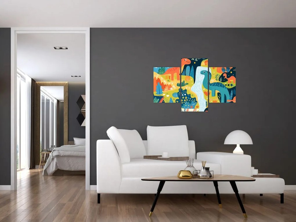 Obraz - Veselí dinosaury (90x60 cm)