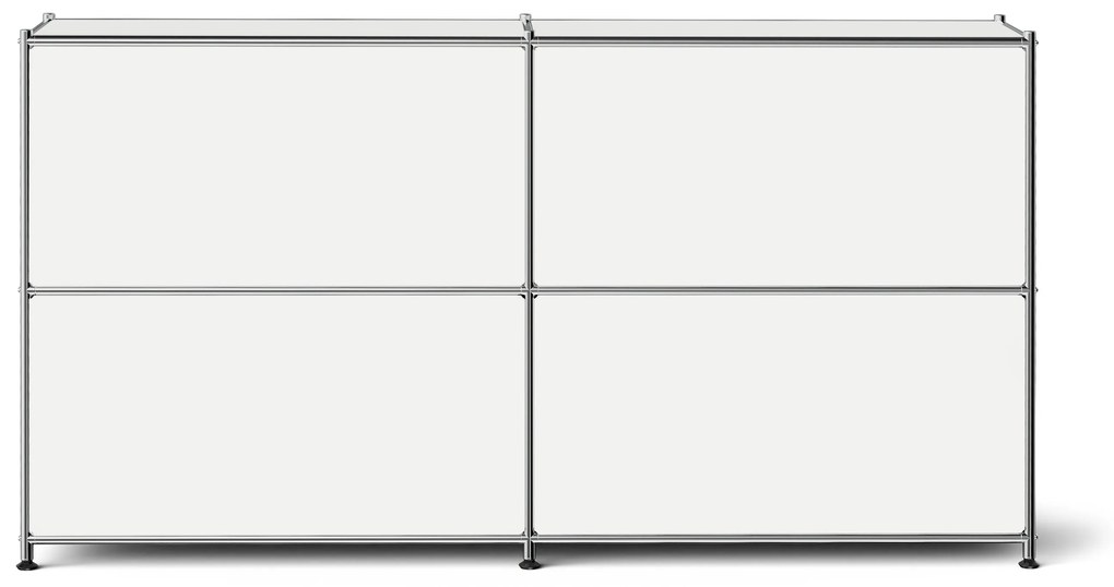 Kovový regál »CN3 Slim Line« s 2 nastaviteľnými výklopnými priečinkami, biely