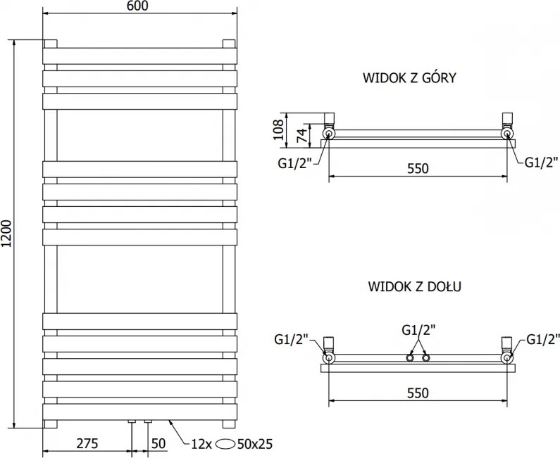 Mexen Jowisz, elektrické vykurovacie teleso 1200 x 600 mm, 600 W, čierna, W107-1200-600-2600-70