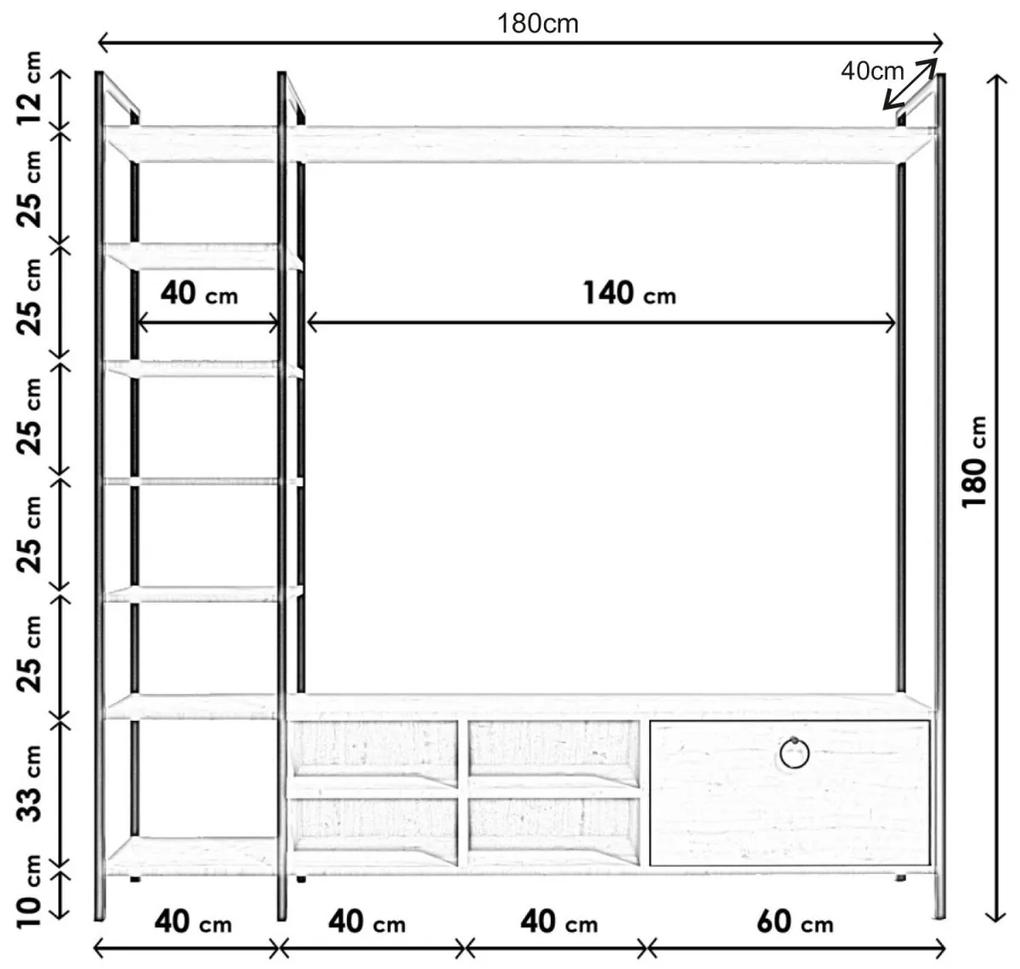 Obývacia stena Siyah Demirli 180 cm hnedá