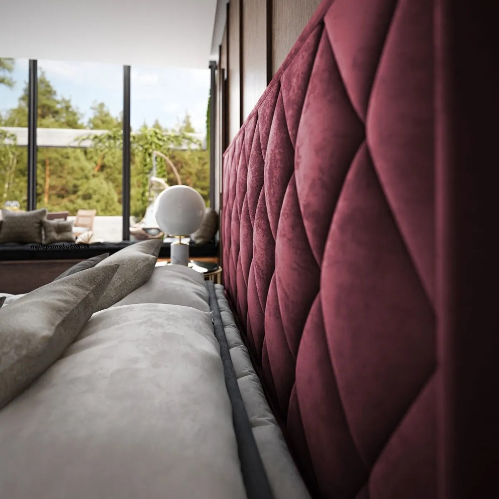 AMADEUS 160X200 MANŽELSKÁ POSTEĽ S ROŠTOM ZELENÁ ZAMATOVÁ LÁTKA