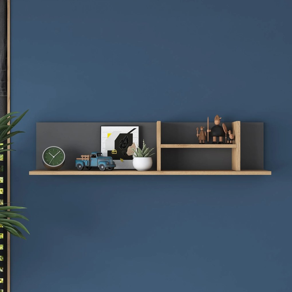 Nástenná polica AE103 antracitová/orech