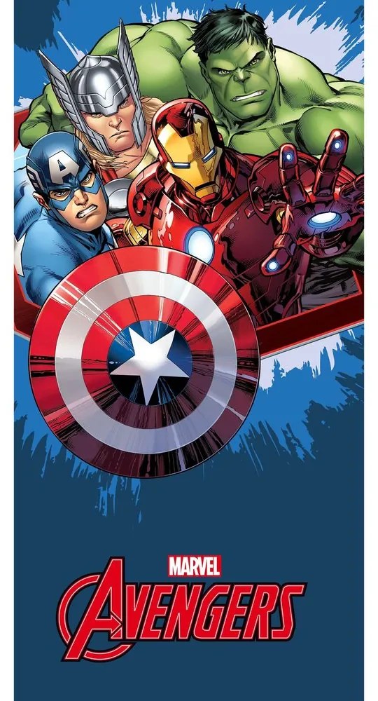 Jerry Fabrics Detská osuška s potlačou - Avengers blue | 70 x 140 cm
