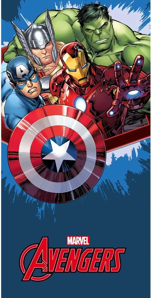 Jerry Fabrics Detská osuška s potlačou - Avengers blue | 70 x 140 cm