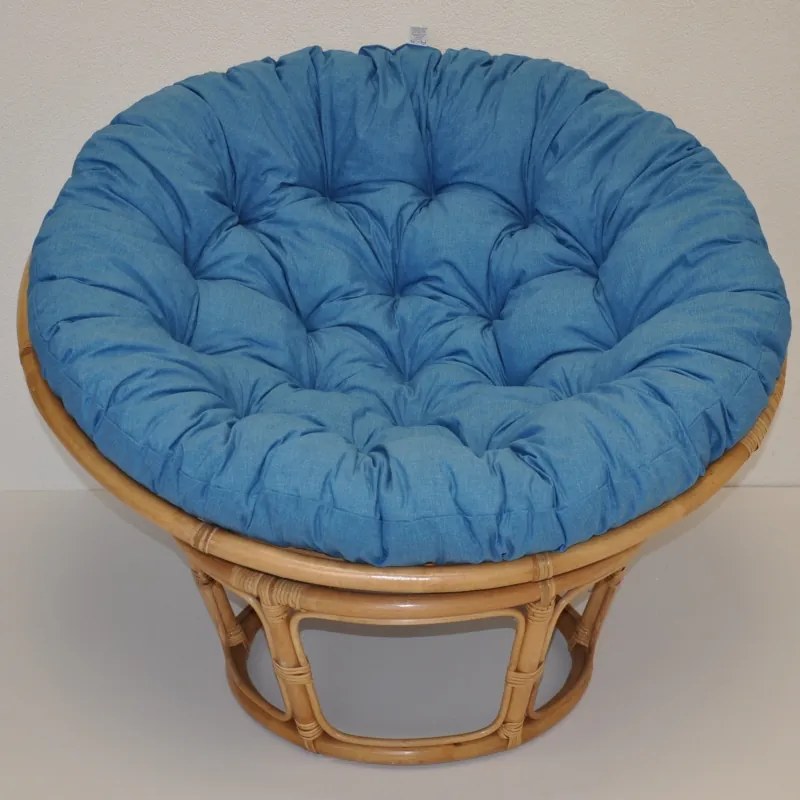 Relaxačný papasan DEMETRIA — ⌀100 cm, ratan, látka, medová / viac farieb Biela