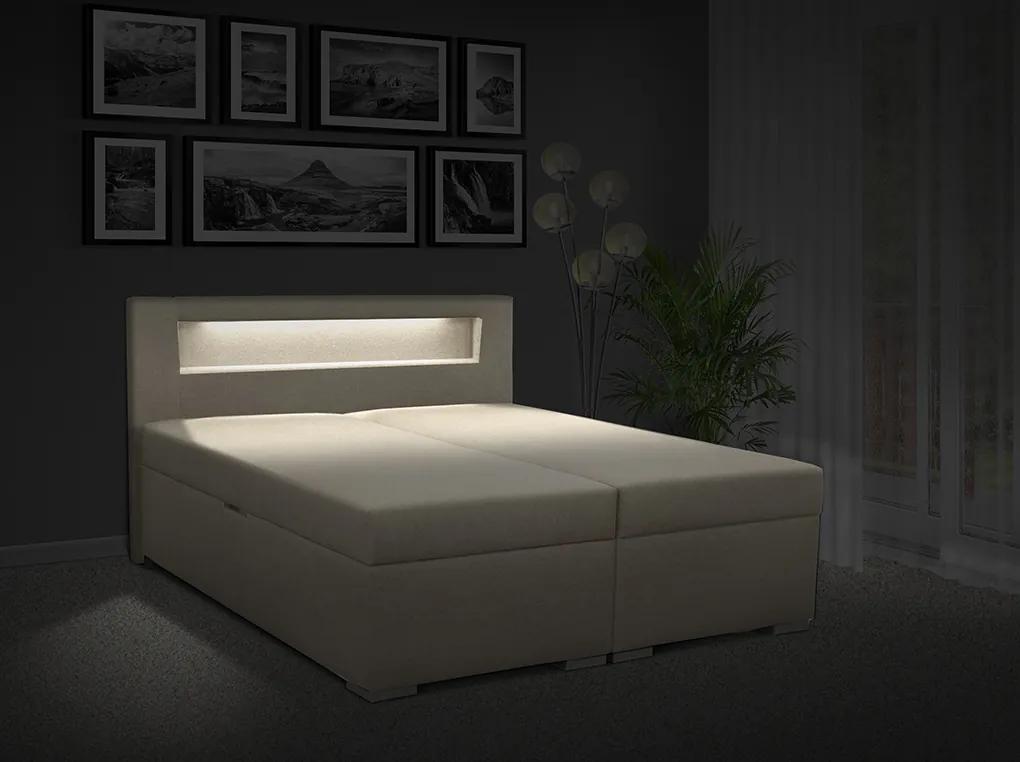 Čalúnená posteľ s úložným priestorom Bolero 160 Typ farebného prevedenia: Savana sivá 05, Typ čela: C - LED osvětlení