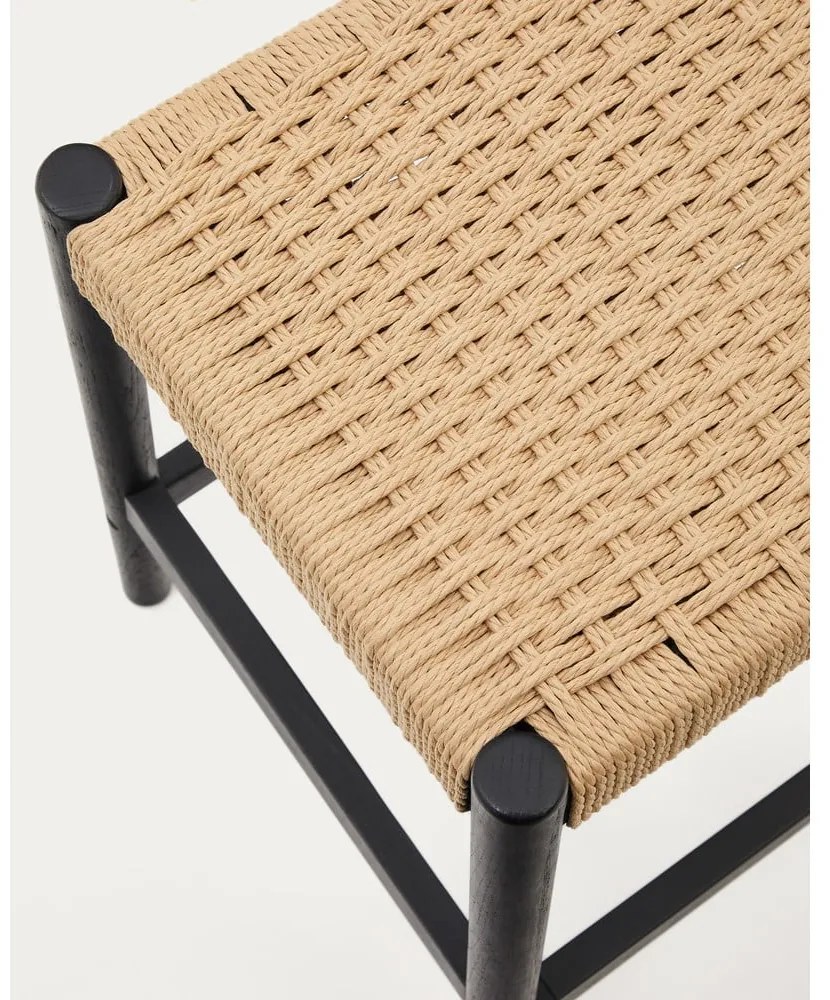 Čierne/v prírodnej farbe barové stoličky v súprave 2 ks z dubového dreva (výška sedadla 66 cm) Yalia – Kave Home