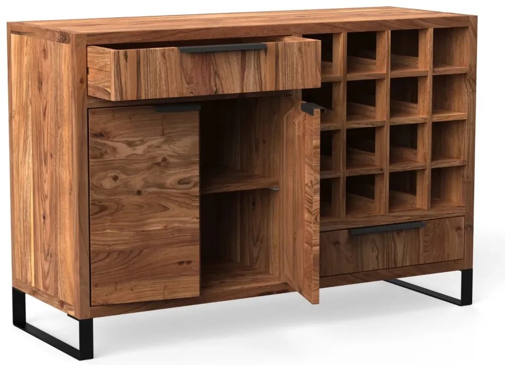 furniture-nabytek.cz - Masivní komoda Sydney z akácie, lakovaná, hnědá – 126×45×84 cm