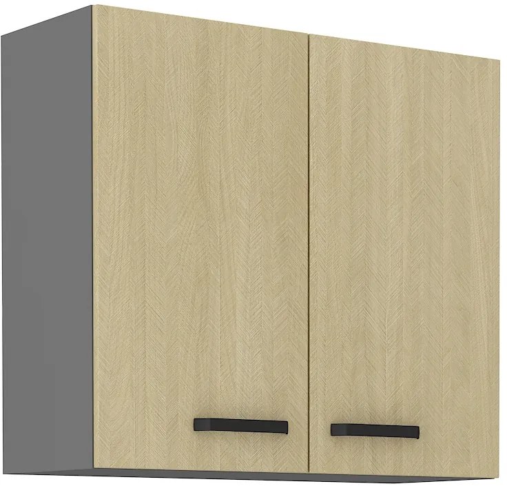 Horná kuchynská skrinka Scarmi 80 G-72 2F (Antracit + Herringbone scandi). Akcia -6%. Vlastná spoľahlivá doprava až k Vám domov. 1049775