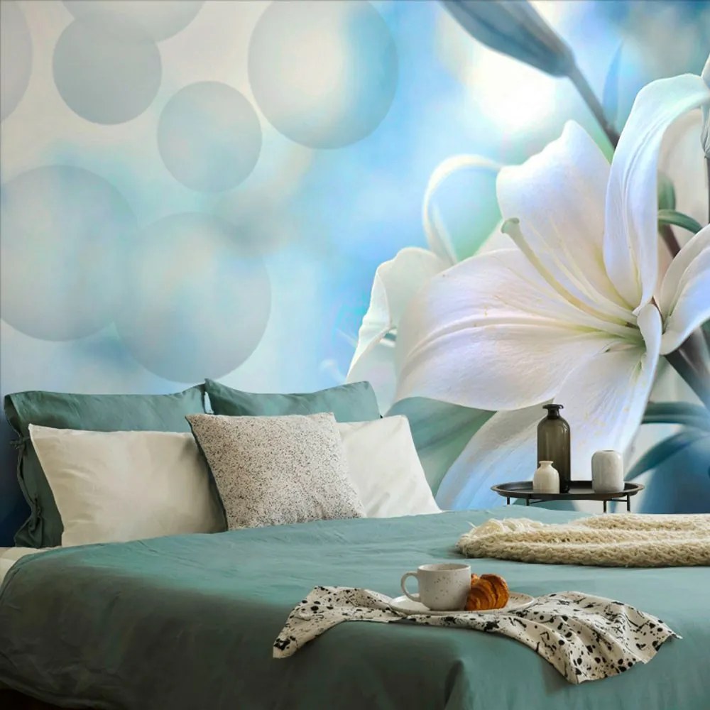 Samolepiaca tapeta kvet ľalie na abstraktnom pozadí