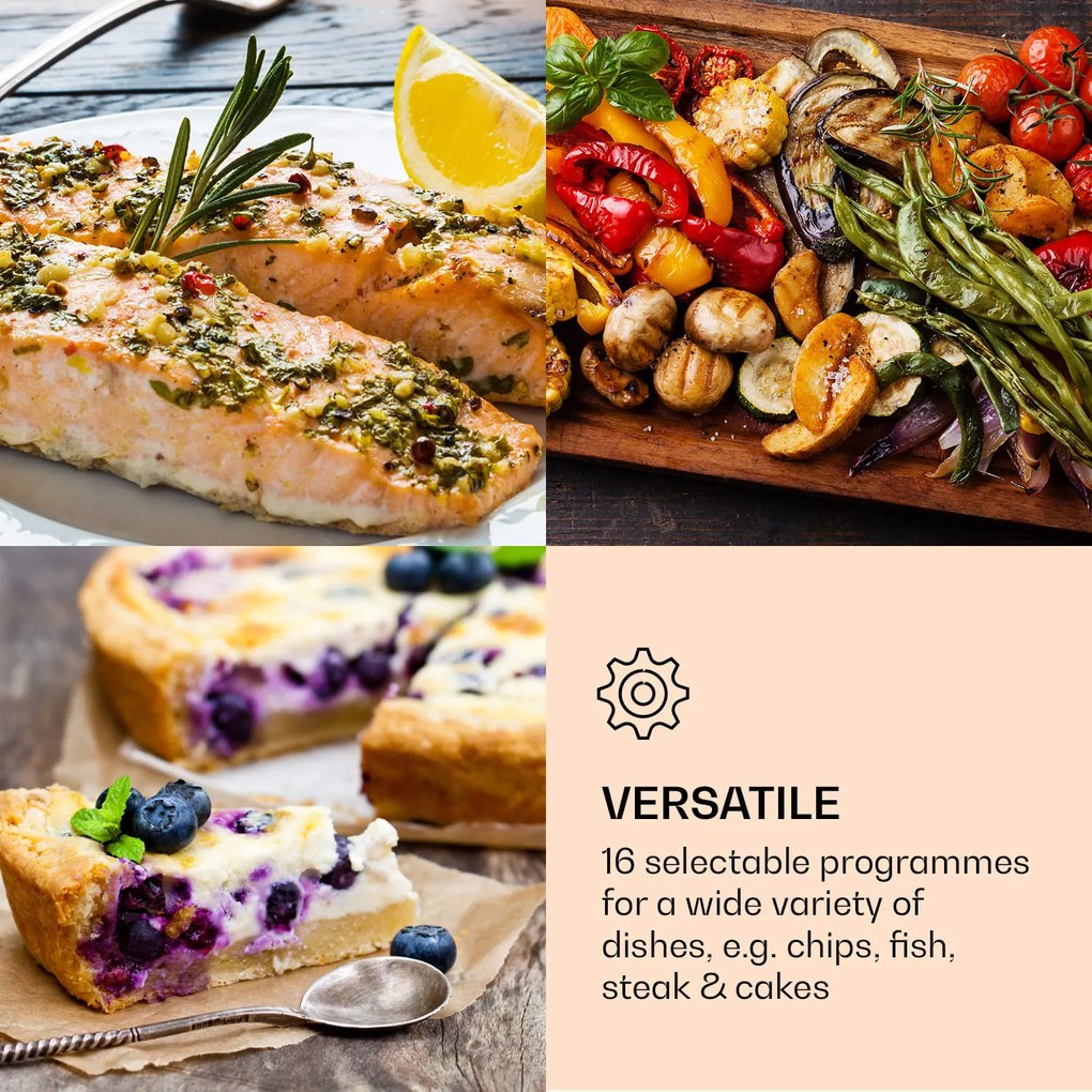 Klarstein AeroVital Cube Chef, teplovzdušná fritéza, 1700 W, 14 l, 16 programov, horný a spodný ohrev