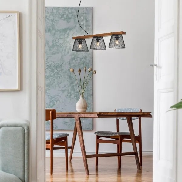 Briloner 4077-035 - Luster na lanku WOOD & STYLE 3xE14/25W/230V
