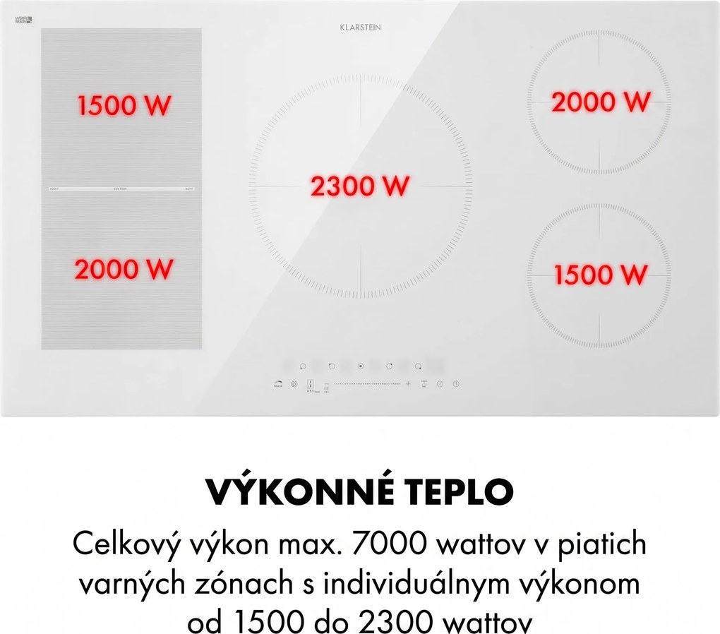 Klarstein Delicatessa 90 Hybrid, vstavaná indukčná varná doska, 7400 W, 5 zón, čierna