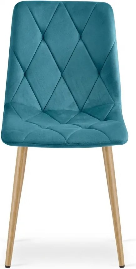 Tyrkysová zamatová jedálenská stolička LIBRA