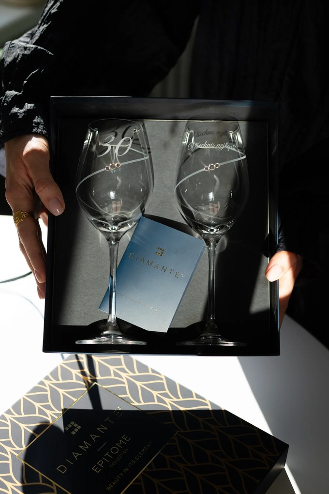 Diamante poháre na biele víno Silhouette City s kryštálmi Swarovski 360ml 2KS