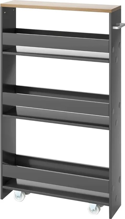 4-podlažná úložná jednotka s otvorenými policami, šedá