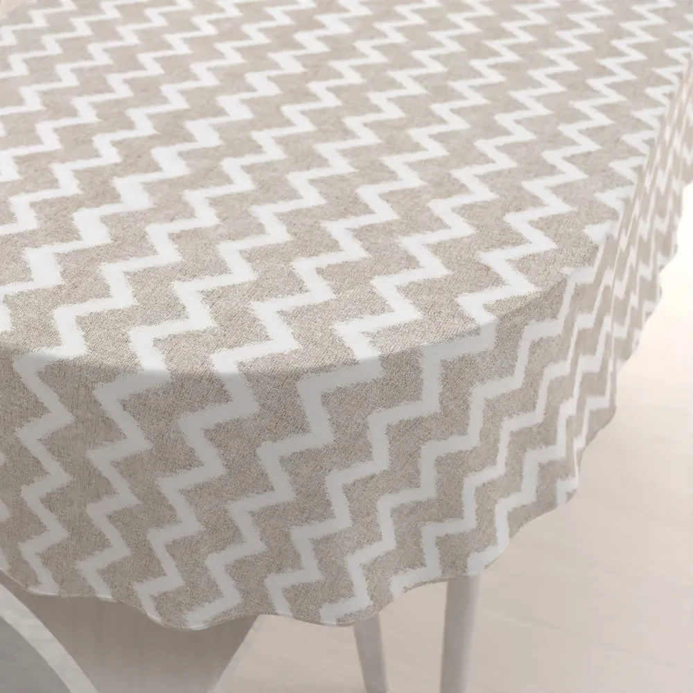 Biante Dekoračný oválny obrus Porto PRT-006 Režný cik-cak 100x160 cm