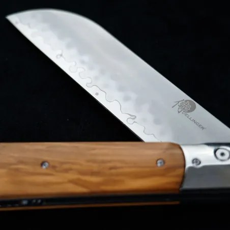 zavírací nůž Santoku Olive Guillotine AUS-10 Sanmai