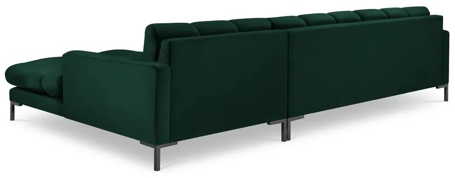 Tmavozelená zamatová rohová pohovka Cosmopolitan Design Bali, pravý roh