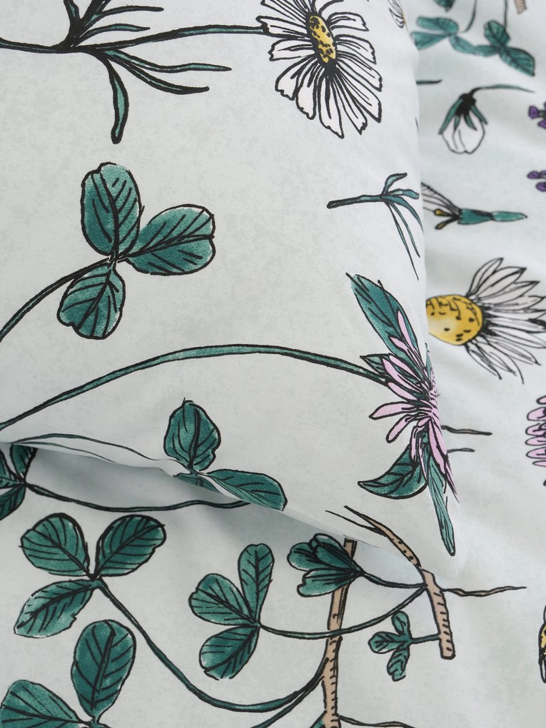 Bavlnená obliečka na vankúš Renforcé 40 × 60 cm - Herbár mentolový