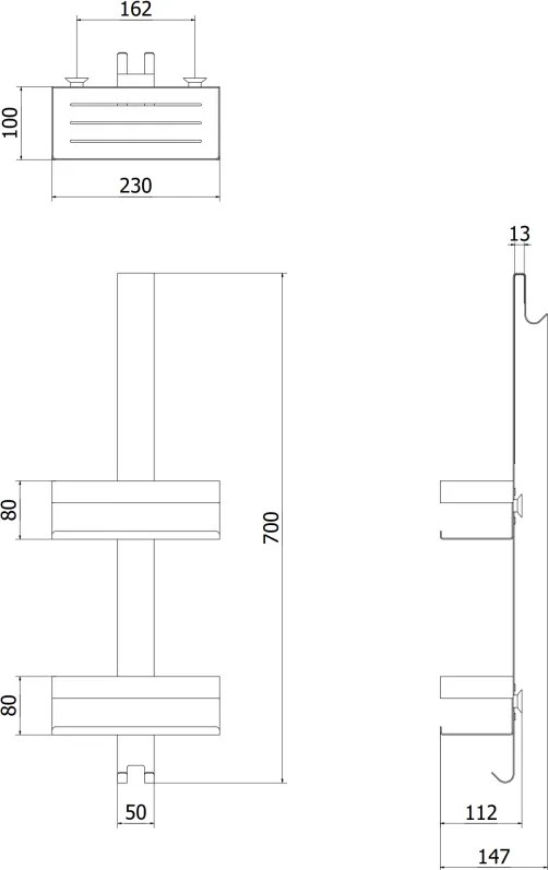 Mexen Brin-2, závesný kúpeľňový košík, zlatá lesklá, 70A8842-50