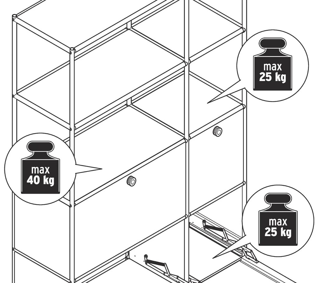 Kovová skrinka »CN3« so 4 výklopnými priečinkami, sivá