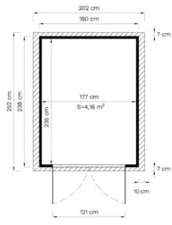 Drevený záhradný domček Konsta Blockhaus LUX 19 mm prírodný 181x239 cm vr. podlahy