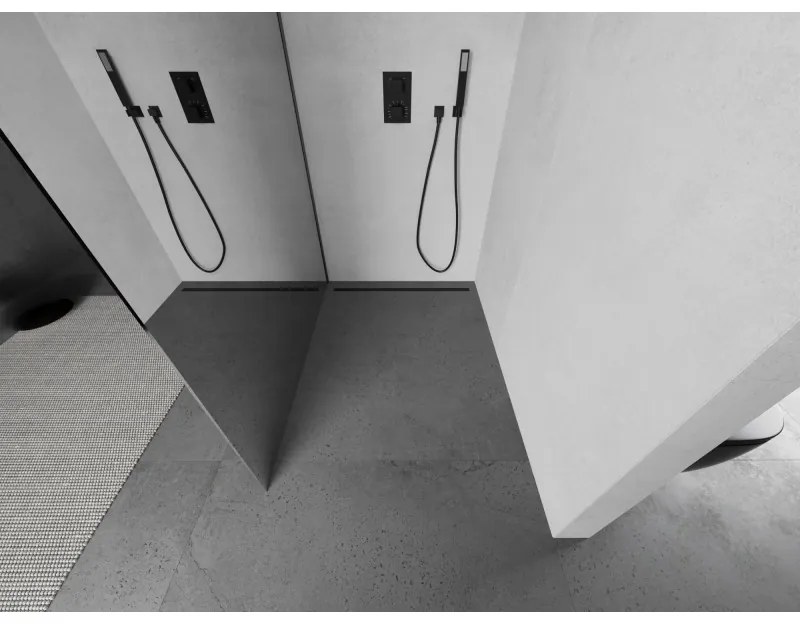 Mexen Kioto, sprchová zástena Walk-In 80 x 200 cm, 8mm sklo vzor zrkadlo, grafitový profil, 800-080-101-95-50