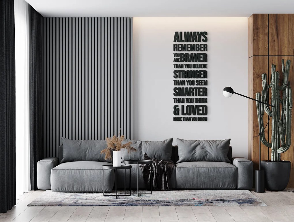drevko Drevený citát na stenu Always remember Rozmer obrazu: 102 x 38,5 cm, Farba dekorácie: Čierna
