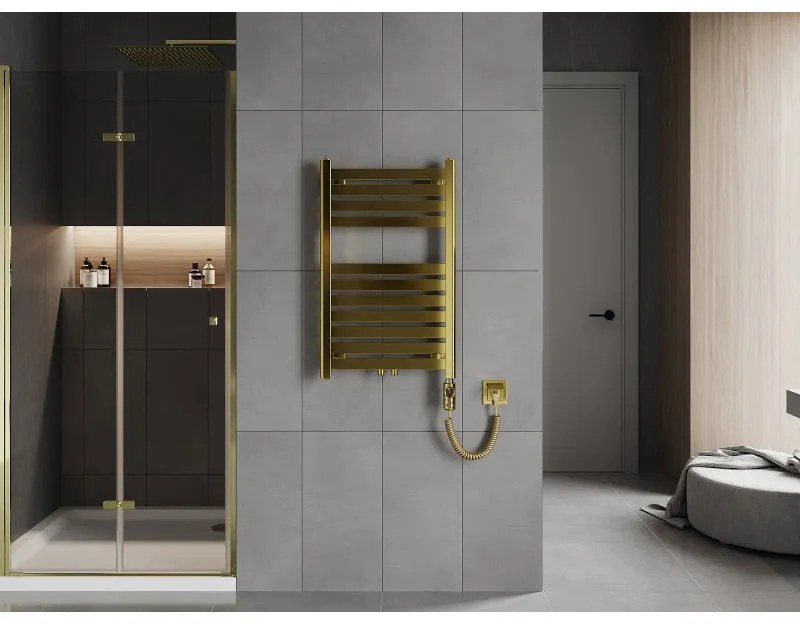 Mexen Uran, elektrické vykurovacie teleso 800x500 mm + vykurovacia tyč 300 W, zlatá lesklá, W105-0800-500-2300-50